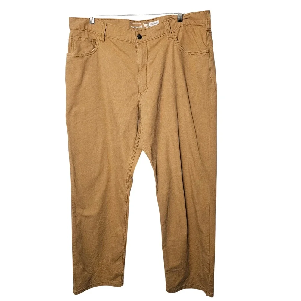 Carhartt Mens Rugged Flex Canvas Work Pant 38x30 Brown Relaxed Fit Workwear